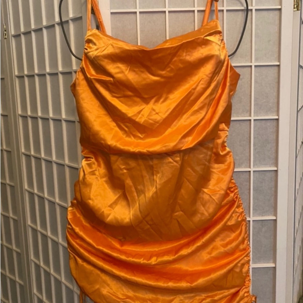 Orange Satin Dress